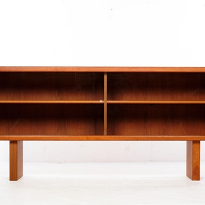 Sideboard / showcase by Silkeborg. Sliding glass doors, teak, partly solid image 1