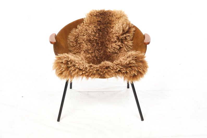 Cocktail chairs, steel, leather, fur, teak. Vintage, Denmark, anonymous. zdjęcie 4