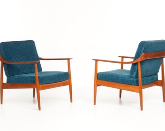 Pair of easy chairs, vintage, Knoll antimott, teakwood, germany vintage