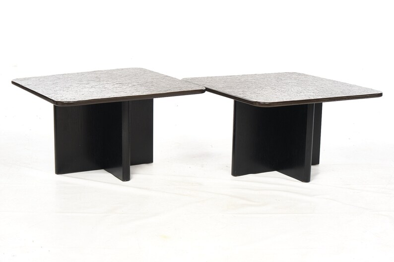 Two slate coffee tables with a black ash frame. image 1