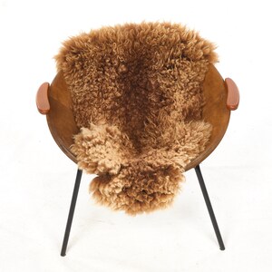 Cocktail chairs, steel, leather, fur, teak. Vintage, Denmark, anonymous. zdjęcie 3