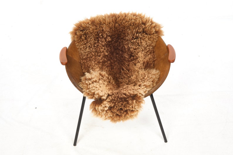 Cocktail chairs, steel, leather, fur, teak. Vintage, Denmark, anonymous. image 3