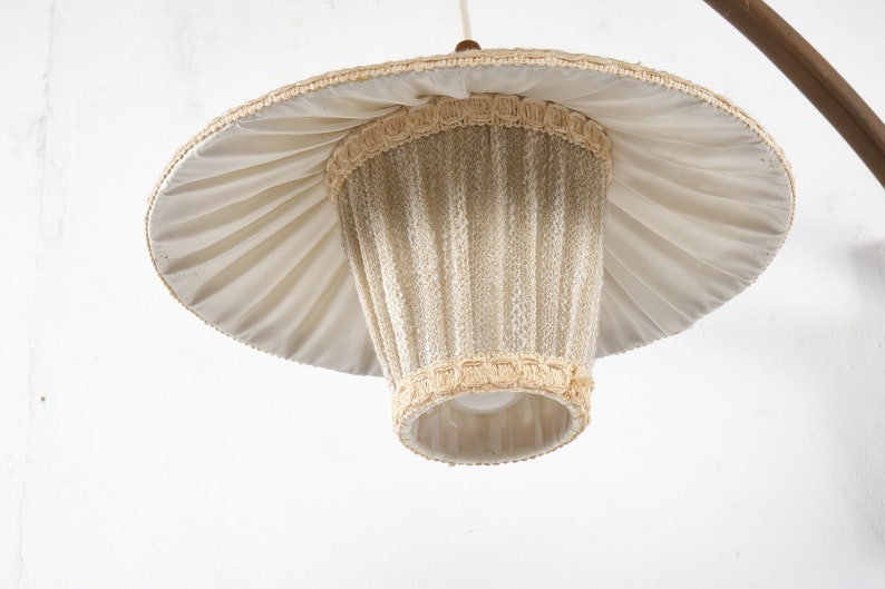 Swivel wall lamp with textile shade, probably TEMDE, walnut, Germany, vintage, 60s image 5