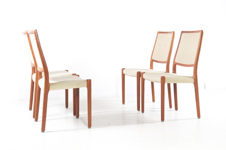 Set of four vintage chairs by Niels Otto Moller, mid-century Denmark, teak, wool fabric, new upholstery on request image 4