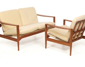 Sofa and armchair, teak, vintage, Denmark.