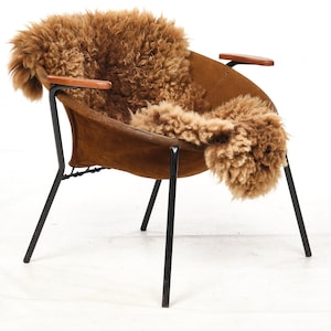 Cocktail chairs, steel, leather, fur, teak. Vintage, Denmark, anonymous. image 1