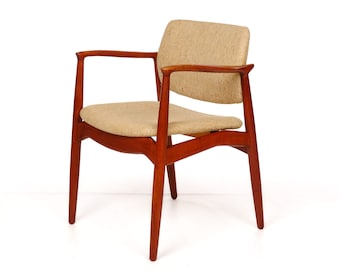 Vintage chair mid-century Denmark, Erik Buch, teak, wool