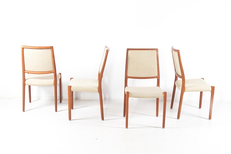 Set of four vintage chairs by Niels Otto Moller, mid-century Denmark, teak, wool fabric, new upholstery on request image 3