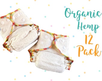 Momgaroo AiO 12 Pack 100% Organic Hemp Diapers One Size fits from newborn to toddler