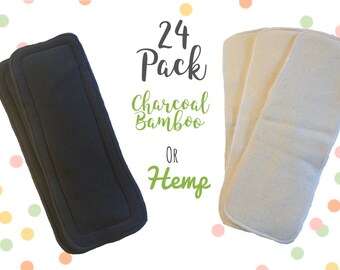 24 Organic Inserts Organic Hemp or Organic Charcoal Bamboo you pick