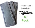 12 Nighttime Organic Charcoal Bamboo Inserts