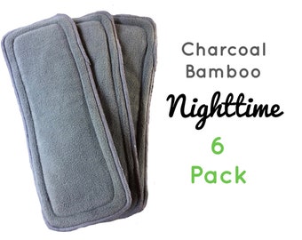 Charcoal Bamboo Overnight Inserts 6 pack