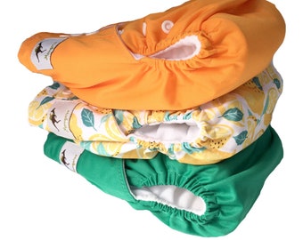 Cloth Diapers 3 Pack Green, Orange and Lemons Print