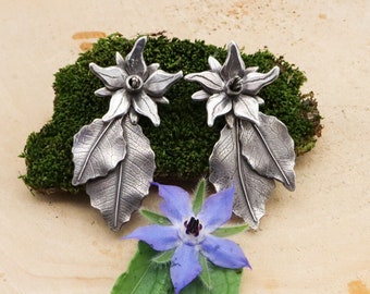 Borage Flower Earrings, Dangle Earrings, Botanical Jewelry, Wildflowers, Gift for Plant Lover, Silver Flower Earrings, Nature Inspired