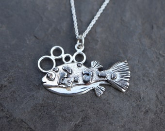 Pea Puffer Necklace - Dwarf Pea Puffer - Puffer Fish - Summer Jewelry - Fish Necklace - Sterling Silver Fish Charm