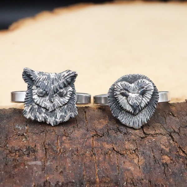 Owl Face Ring / Great Horned Owl / Barn Owl / Wildlife Jewelry / Nature Lover Gift