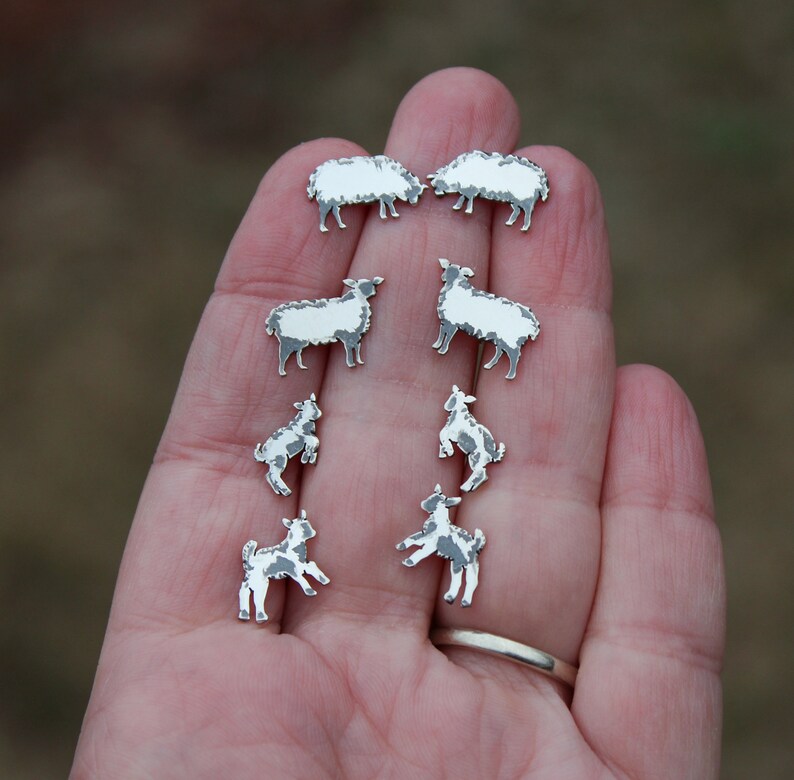Goat Earrings Gift for Her Stud Earrings Vegan Jewelry Etsy