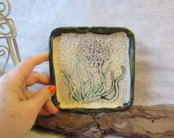Vintage ceramic wall hanging, wall decor, flower decor, midcentury decor