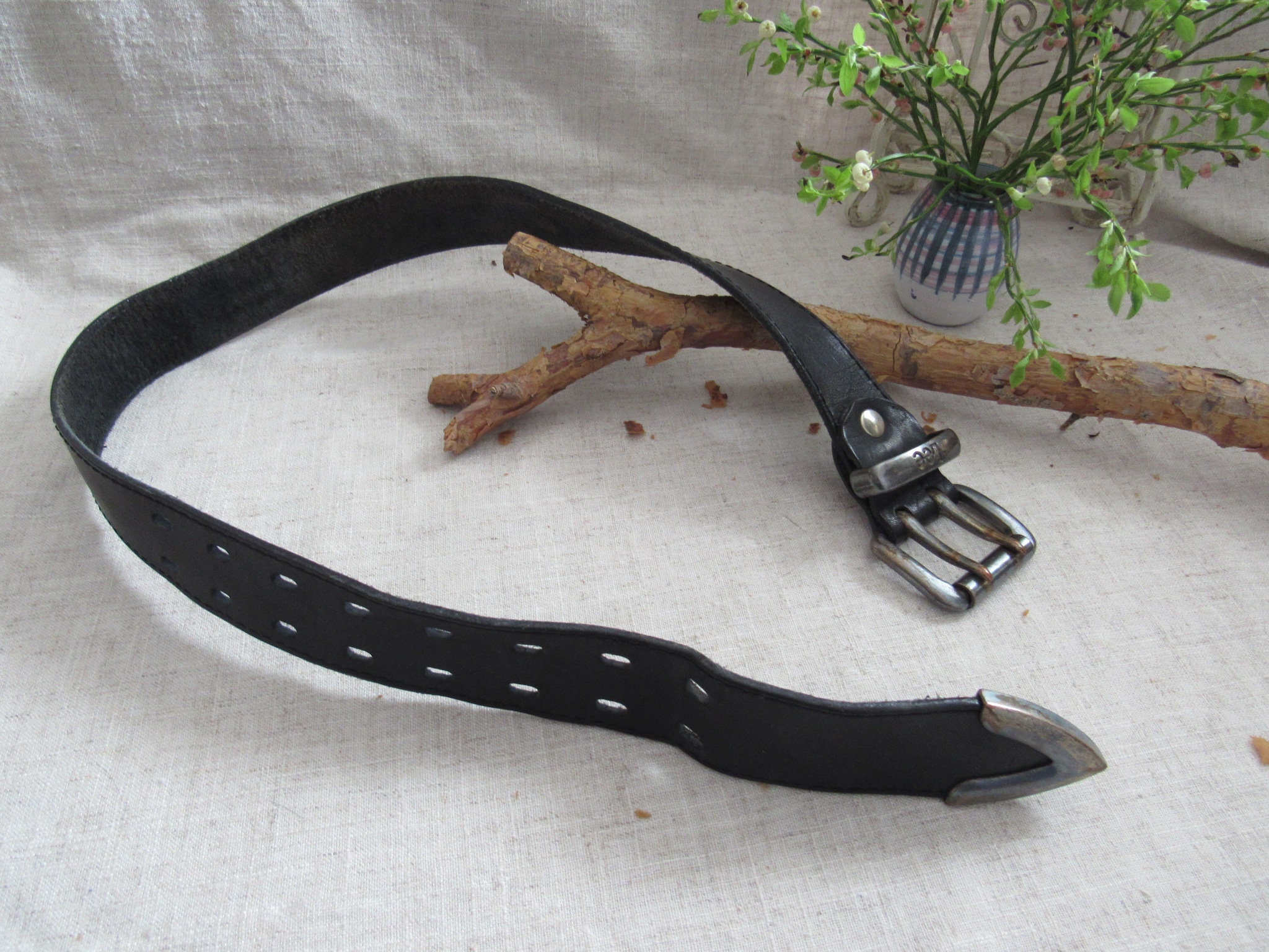 Vintage LEE Genuine Leather Belt, Unisex Black Wide Belt - Etsy