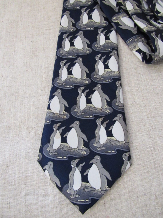 Rene Chagal Tie, penguin necktie, Chagal tie, bla… - image 1