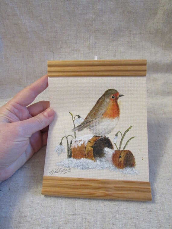 Vintage Bird Painting Red Robin Decor Bird Wall Hanging Etsy