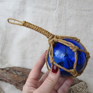 Vintage Hand Blown Glass ball Cobalt Blue decorative ball hanging cobalt blue ball zdjęcie 1