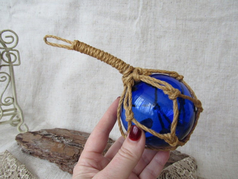 Vintage Hand Blown Glass ball Cobalt Blue decorative ball hanging cobalt blue ball zdjęcie 1