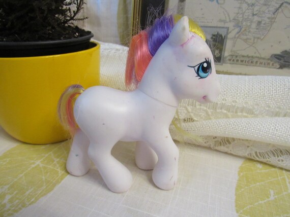 White My Little Pony With Multicolored Hair Plastic Toy Little Etsy