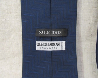 Authentic GIORGIO ARMANI silk tie, dark blue NeckTie, ARMANI cravatte, Armani