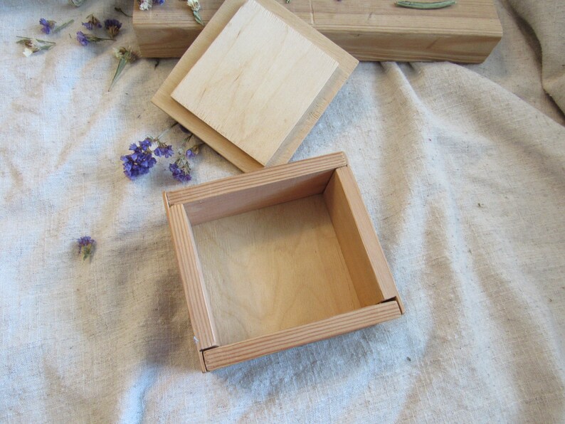 Plywood Box With Lid Simple Plywood Small Box Light Brown Etsy