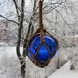 Vintage Hand Blown Glass ball Cobalt Blue decorative ball hanging cobalt blue ball zdjęcie 10