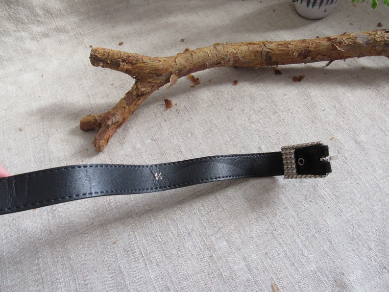 Narrow BLACK belt gift for woman retro non leather belt