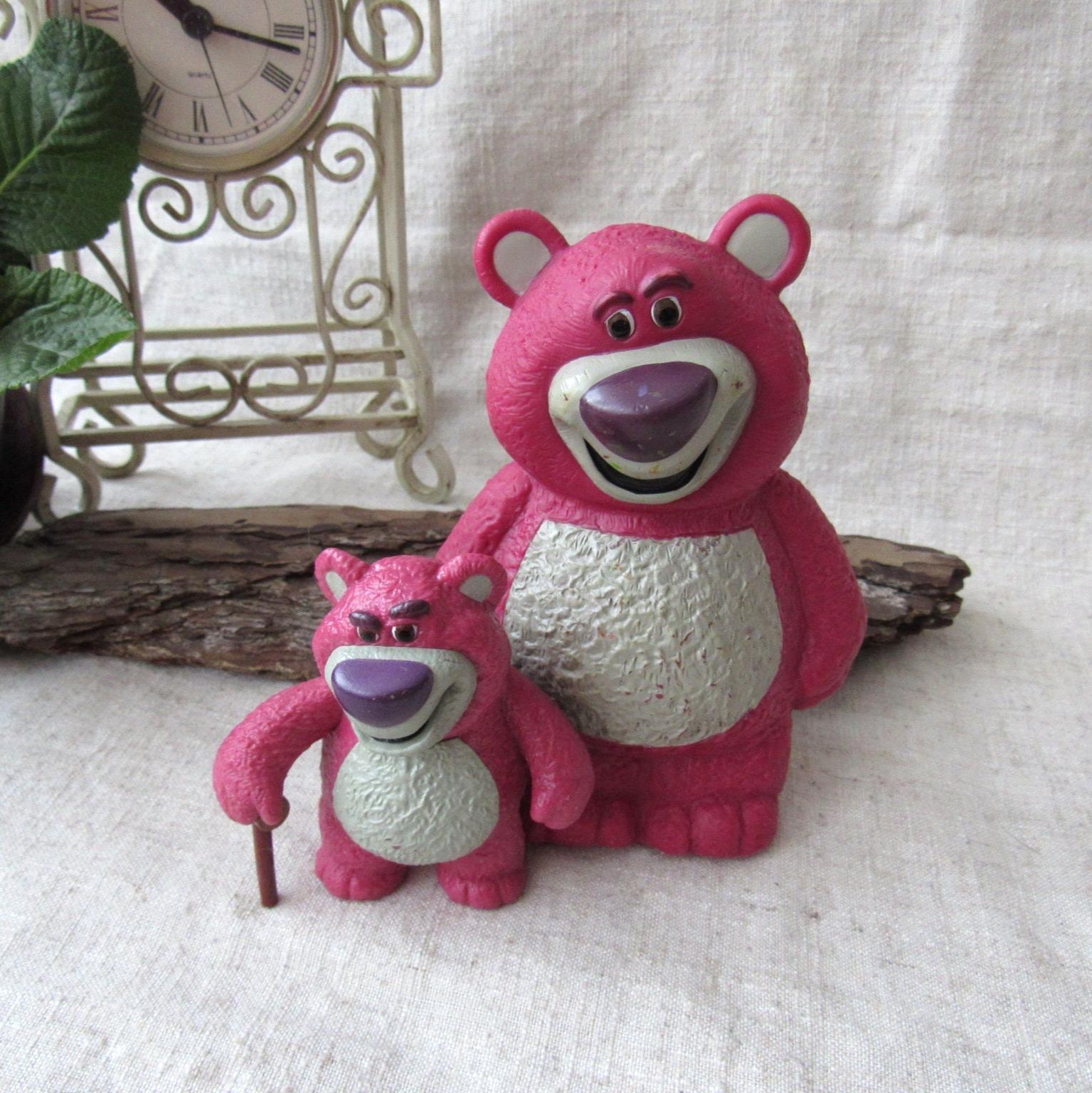 Vintage Pink Bear Figurine Set, Strawberry Bear, Lotso Huggin Bear