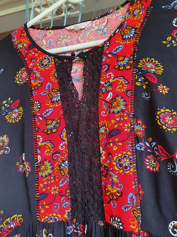 Ethnic Dress Black Red Folk Dress Falmer Heritage Dress Size 16 Etsy UK