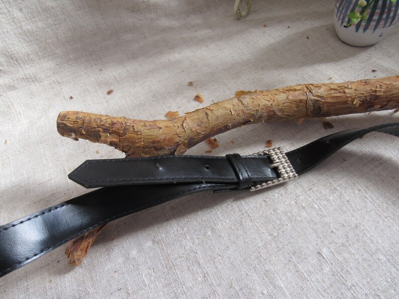 Narrow BLACK belt gift for woman retro non leather belt