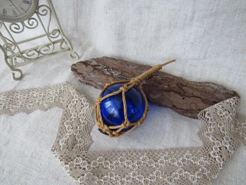 Vintage Hand Blown Glass ball Cobalt Blue decorative ball hanging cobalt blue ball zdjęcie 6