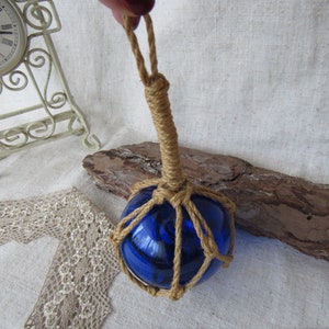Vintage Hand Blown Glass ball Cobalt Blue decorative ball hanging cobalt blue ball zdjęcie 8