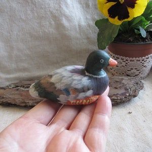 Hand Painted Ceramic Duck Figurine: Vintage Home Decor