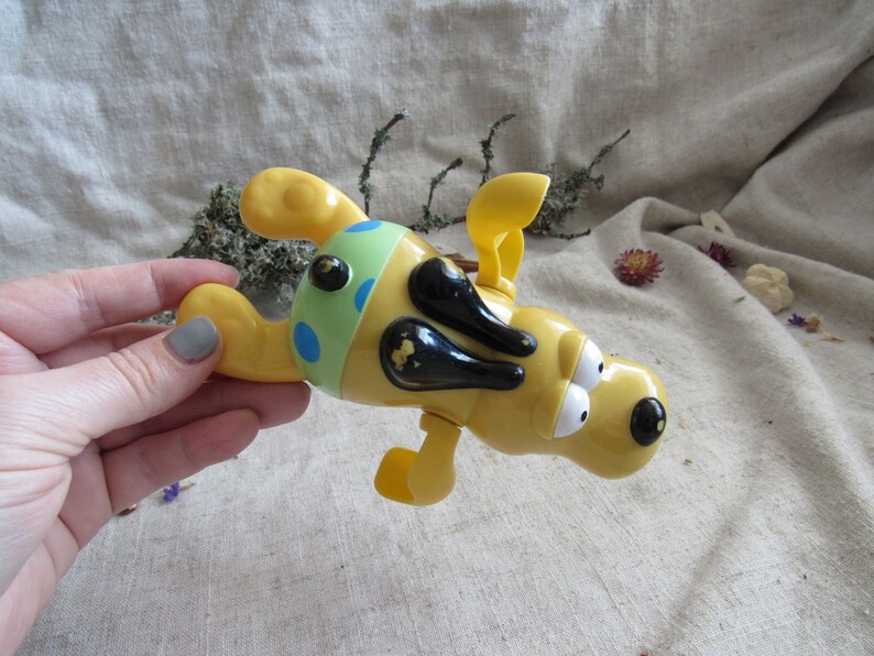 Vintage Yellow Plastic Dog Toy for Bath Dog With Rotating Legs - Etsy