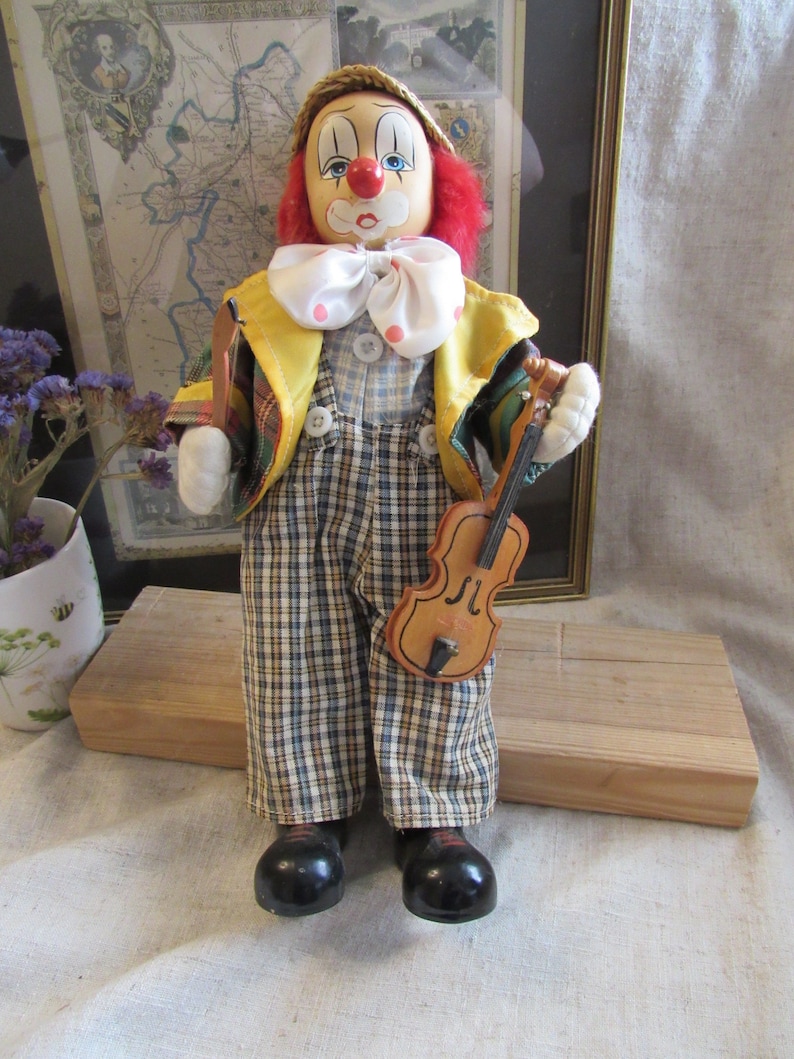 Vintage CLOWN Doll with violin Porcelain Doll Collector's Etsy