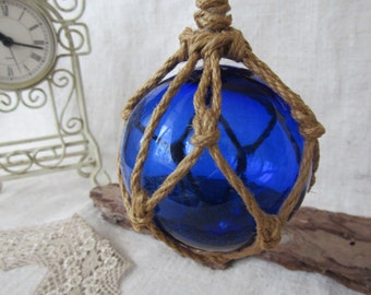 Vintage Hand Blown Glass ball Cobalt Blue decorative ball hanging cobalt blue ball