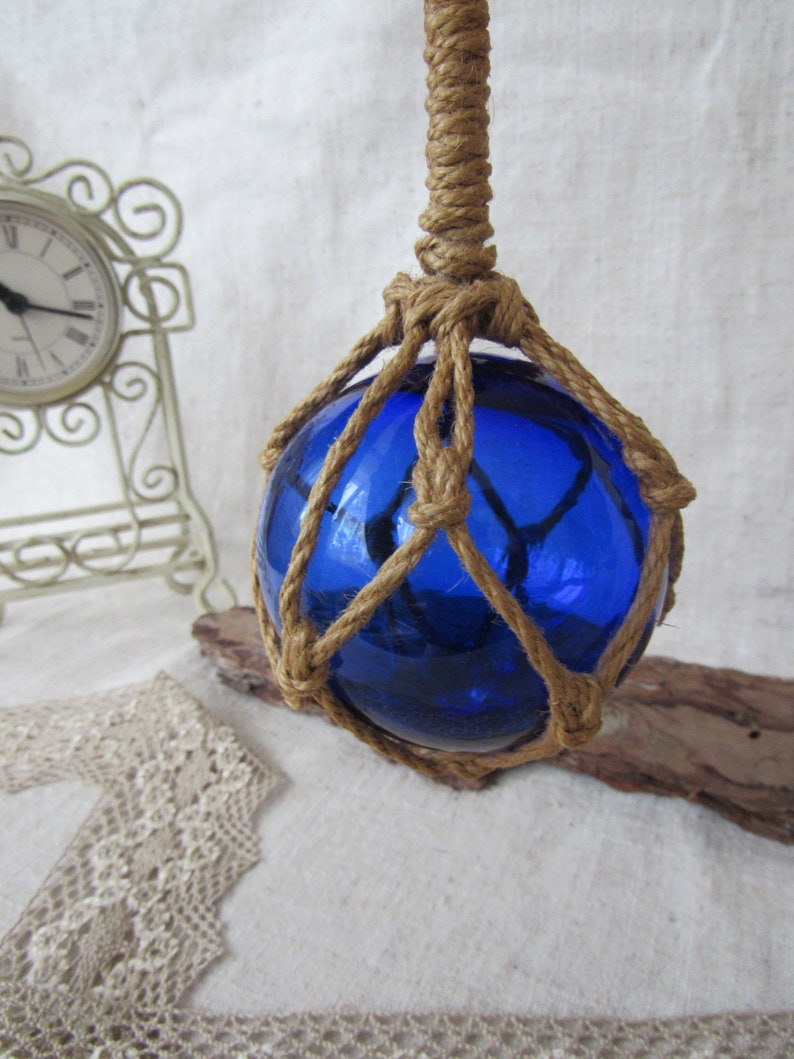 Vintage Hand Blown Glass ball Cobalt Blue decorative ball hanging cobalt blue ball zdjęcie 2