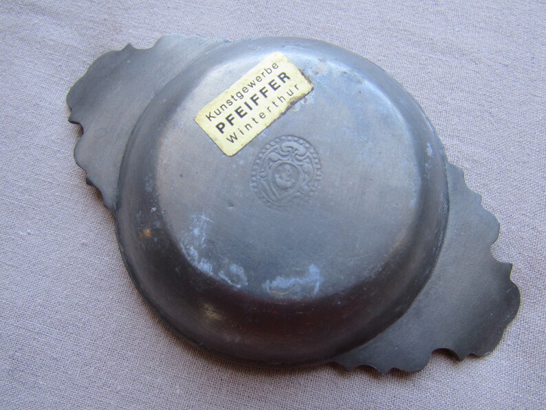 Ashtray vintage lead ashtray gray old ashtray Pfeiffer Winterthur ashtray round dark gray ashtray with ornaments