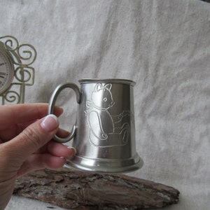 Vintage Stainless Steel Kids Mug: Scandinavian Bear Design