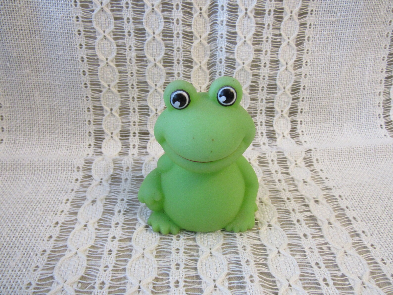 Vintage Green frog plastic toy little smiling frog toy cozy Etsy