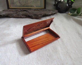 Business card case, mahogany business card case, wooden business card holder