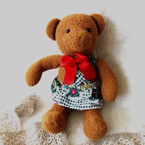 Divertido osito de peluche retro: vestido de tela, 28 cm, osito de peluche niño, osito de peluche niña