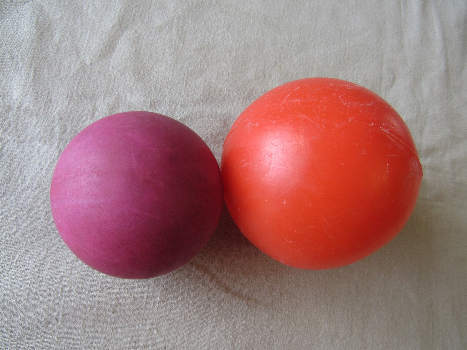Set of Two Vintage Toy Ball Red Plastic Ball Burgundy Rubber Etsy