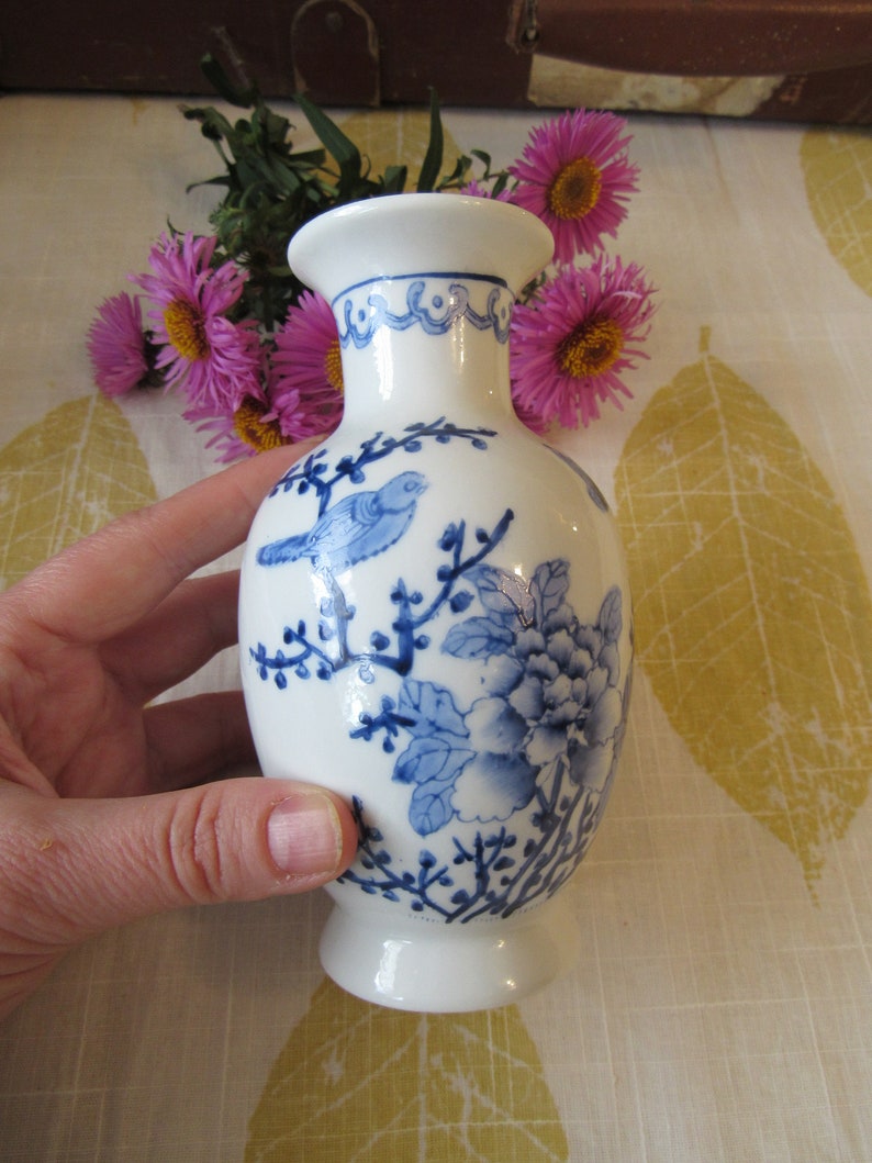 ACF Japanese Porcelain Ware vase white and blue Flower Vase Etsy