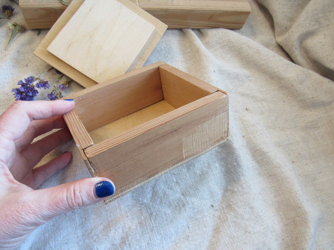 Plywood box with lid simple plywood small box light brown Etsy